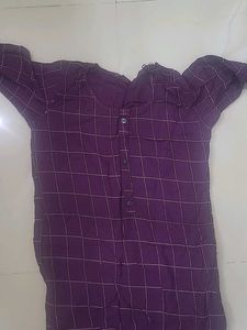 Purple Checkered Kurta