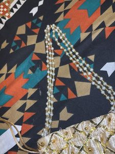 Embroidered Beaded Drawstring Pouch