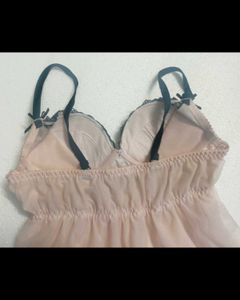 Qmomo pink and black Lace Gothic Babydoll top