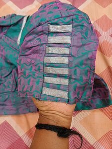 Green Silk Saree with Peacock Motif