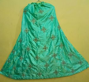 Green Embroidered Skirt And Top