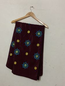 Embroidered Coffee  Saree