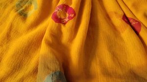 yellow chiffon saree