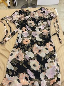 Floral Print Dress with Tie Sleeves
