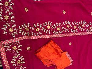 LIMITED OFFER‼️Rose Pink Pure Georgette saree