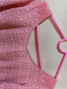 Women's Pink Colour Chickenkari Kurti🥰♥️😍