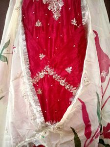 Stunning Red &amp; Cream Lehenga Choli