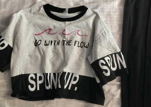 Graphic Crop Top and Pants Set