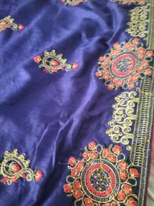 🔥Royal Blue 💙  stone &amp; zari  😱 Silk Saree🔥