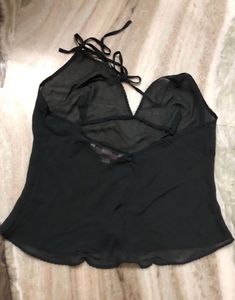 Sheer Black Halter Cami Top