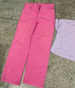 Pink Jeans and Butterfly T-Shirt Set