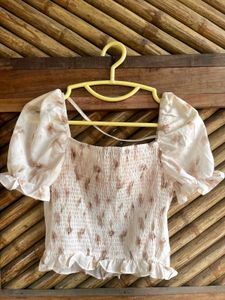 Floral Puff Sleeve Crop Top