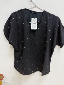 SheinC hic Black Heart Print Top