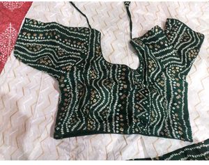 white green lahanga choli