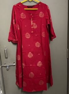Rangmanch Red Kurta with Gold Print