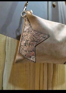 Beige Star Sparkle Crossbody Bag