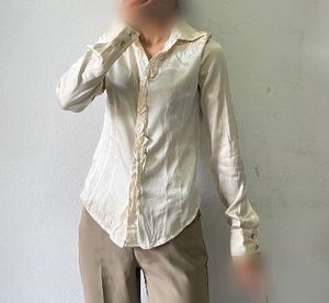 OFFER PRICE Civ Satin Cream Button-Up Blouse