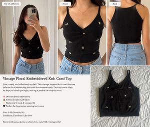 Vintage Floral Embroidered Knit Cami Top👚