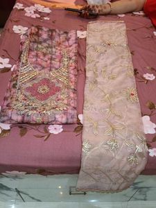 Elegant Party Wear Unstitched Three piece Set