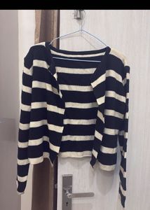 Striped Knit Cardigan and zara top