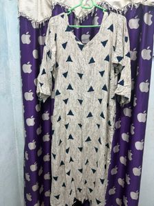 white &amp; Indigo Geometric Printed Kurta &amp; Pants Set