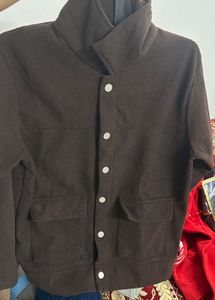 Brown Corduroy Jacket with White Buttons