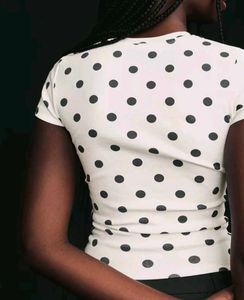 Bershka Polka Dot Fitted Top