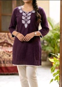 Embroidered Short Cotton Kurti