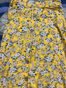 Yellow Floral Button-Up Maxi Skirt