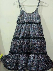 Velvet Tiered Floral Print Sundress