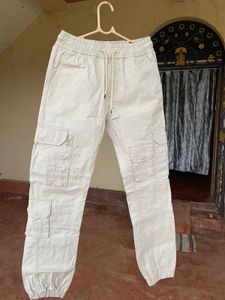 Classic Cargo Joggers Beige Pants