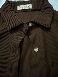 Brown &amp; purple Corduroy Button-Up Shirt