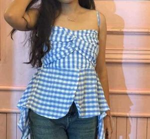 Blue  Peplum Top