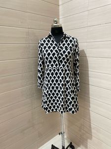 ZARA Stylish Black &amp; White Printed Dress