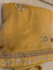 Elegant Yellow Embroidered Saree