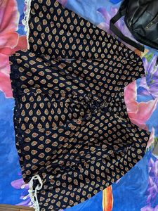 Boho Print Skirt with Shell Trim
