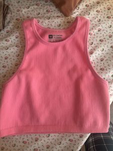 Ribbed Candy Pink Cropped Tank Top