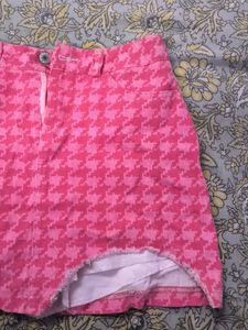 Pink Houndstooth Skirt