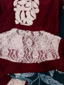 Maroon &amp; White Kurti