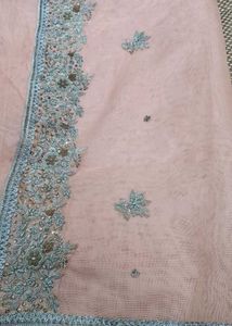 Elegant Pink Saree with Premium Embroidery🔥🔥