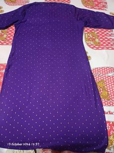 Beautiful Purple Kurta Set with Gold Print
