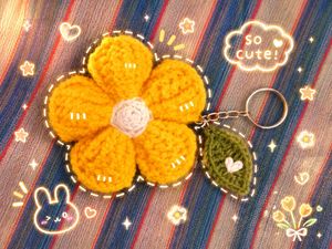 Handmade Crochet Flower Keychain