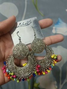 Boho Jhumka Earrings with Beads