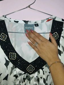 Elegant Floral Printed Tunic Dress with Beaded