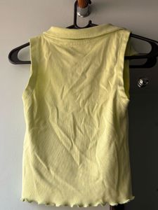 Lime Green Collared Sleeveless Top