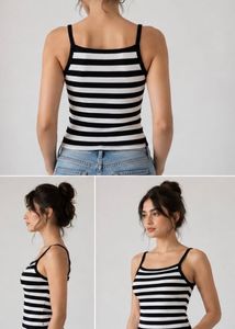 Black &amp; White Striped Camisole Top