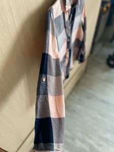 pink  &amp; Navy Plaid Button-Up Shirt