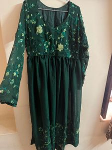 elegant deep bottle green Anarkali-styl