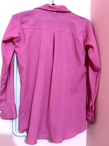 Chic Textured Pink Button-Up Shirt