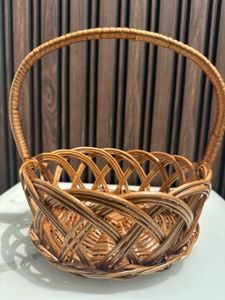 🆕 Round Woven Cane Basket with handle 🆕